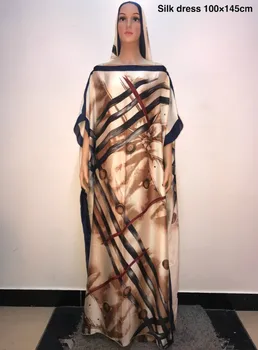 

Length :145 cm ,width 100 cm amazing printed silk Summer women dresses 2019 popular Turkey style women silk long dress