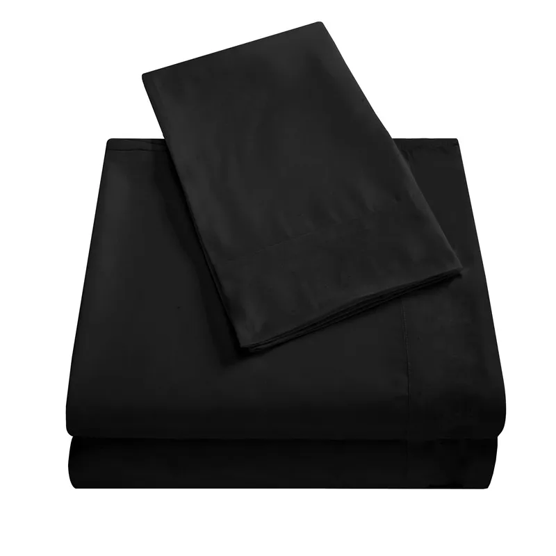 Глубокий карман 4 шт. простыня комплект, однотонный комплект постельных принадлежностей, включает в себя плоский лист, простыня, наволочка. Супер король/королева/Твин/Полный Размер 28 - Цвет: Black