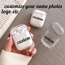 Милый чехол для Apple airpods, чехол, сделай сам, настройка имени, текст, Bluetooth, прозрачный чехол для наушников, для Airpods 1, 2, наушники, Жесткий Чехол