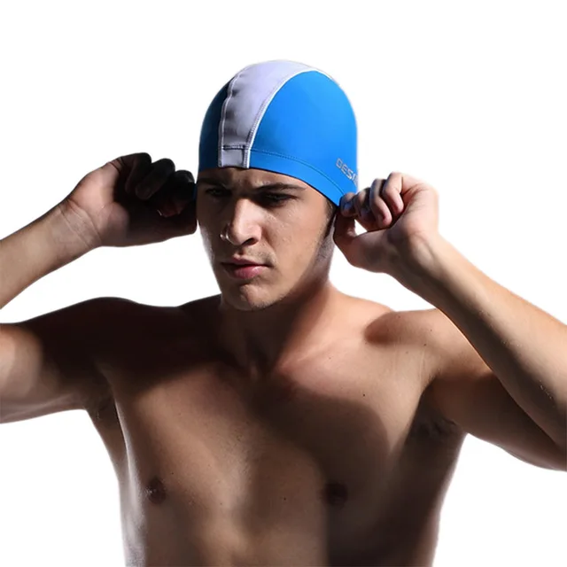 Desmiit Swimming Cap Men Swim Hat Pool Bathing Cap Spandex Beach