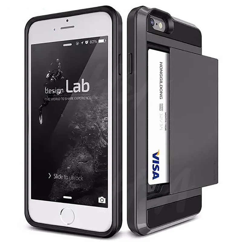 Koop H amp; EEN Luxe Armor Slide Card Telefoon Case op de voor Apple iPhone 7 8 6 6 s Plus xs Max X Xr Schokbestendig Houder Cover x xs max Case
