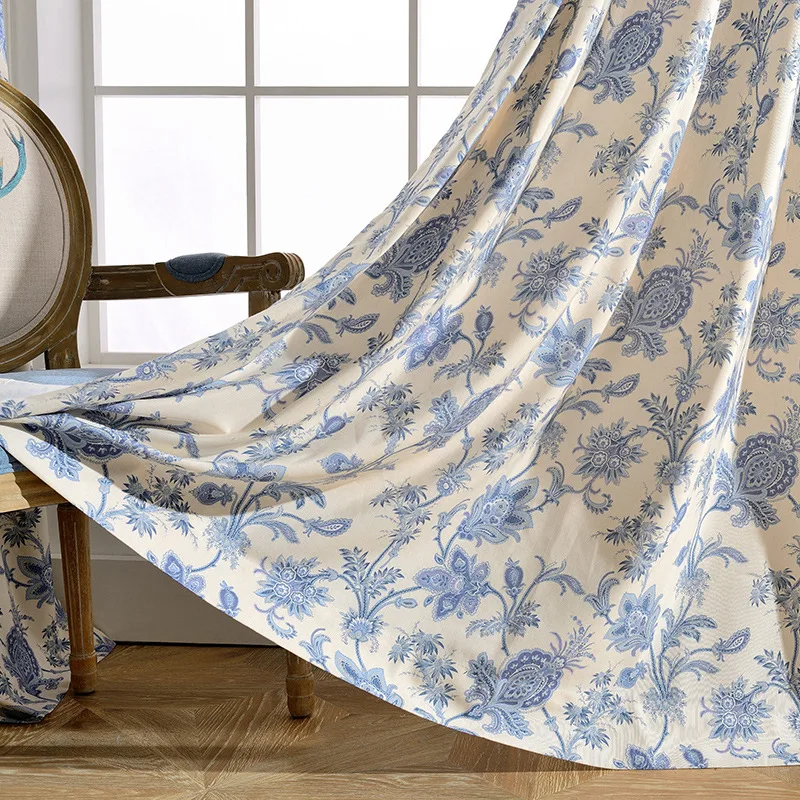 

Modern Floral Cotton Printed Blackout Curtains for Wedding Room Window Blinds for Living Room Floral Window Curtain Treatment