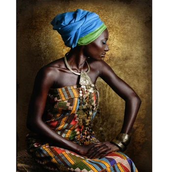 

Diy Diamond paint cross stitch portrait Square \Round Diamond mosaic full of embroidered diamonds Home Decoration African beauty