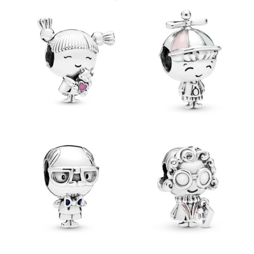 

Trendy 925 Sterling Silver Beads Cute Pigtail Girl Propeller Hat Boy Charms fit Original Pandora Bracelets Women DIY Jewelry