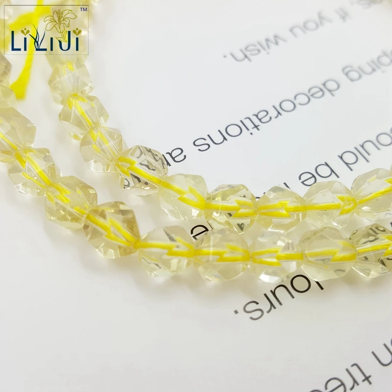 

Lii Ji Natural Stone Lemon Quartz Round Facted Shape loose Beads about 5-10mm for DIY Jewelry Making about 39cm