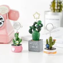 Cacto de resina para cartões tutu 4 pçs/lote, decoração de plantas, artigos de papelaria, suporte de papel, clipe para material escolar de escritório h0256