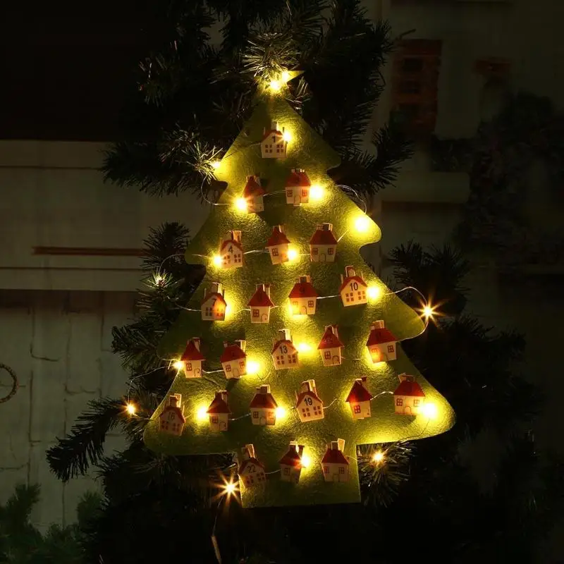 

Felt Calendar Countdown Light String Christmas Tree Home New Year Party Wall Hanging Decoration