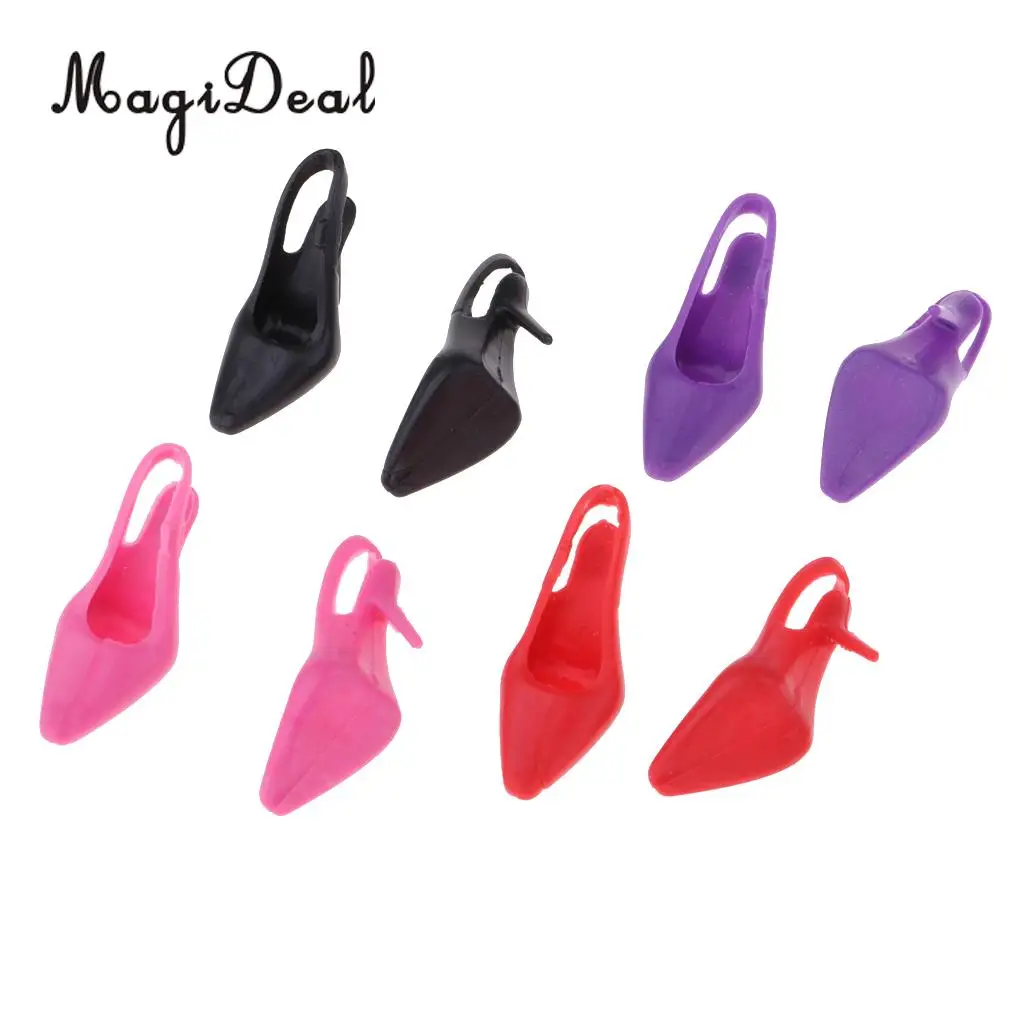 8 Pairs 1/6 Scale Miniature High Heel Shoes Furniture for Dolls House Room Woman Figures Accessory Decoration
