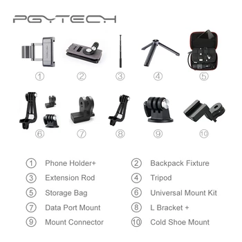 

PGYTECH DJI Osmo Pocket Adapter Mount Accessories 10 Types Optional Phone Holder Clip Tripod Extension Rod Storage Bag Case