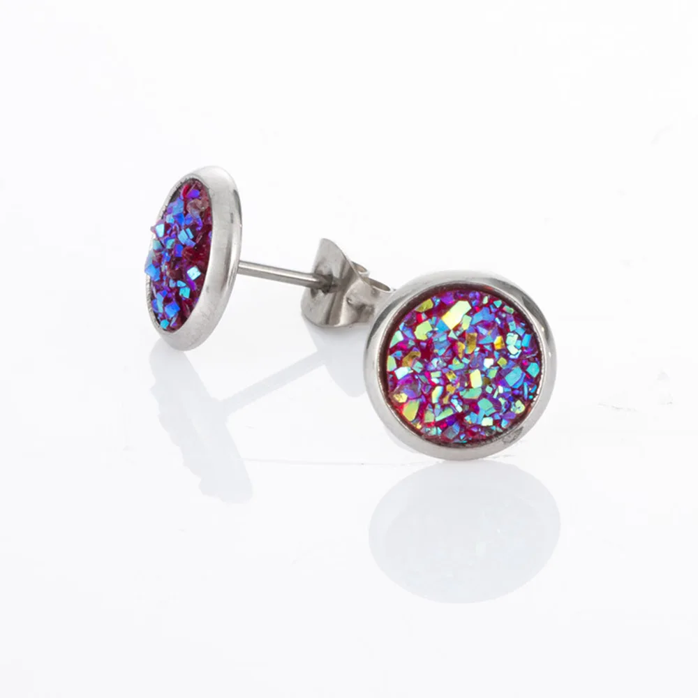 

Vintage Imitation Stone Round Gypsophila Crystal Stud Earring 10 Colors Hypoallergenic Engagement Wedding Stud Earrings