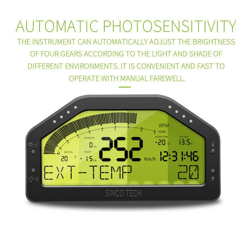 ЖК-цифровой 9 в 1 Многофункциональный датчик приборной панели автомобиля Тахометр Датчик светодиода полный сенсор комплект Автомобильный измеритель ралли датчик DO904