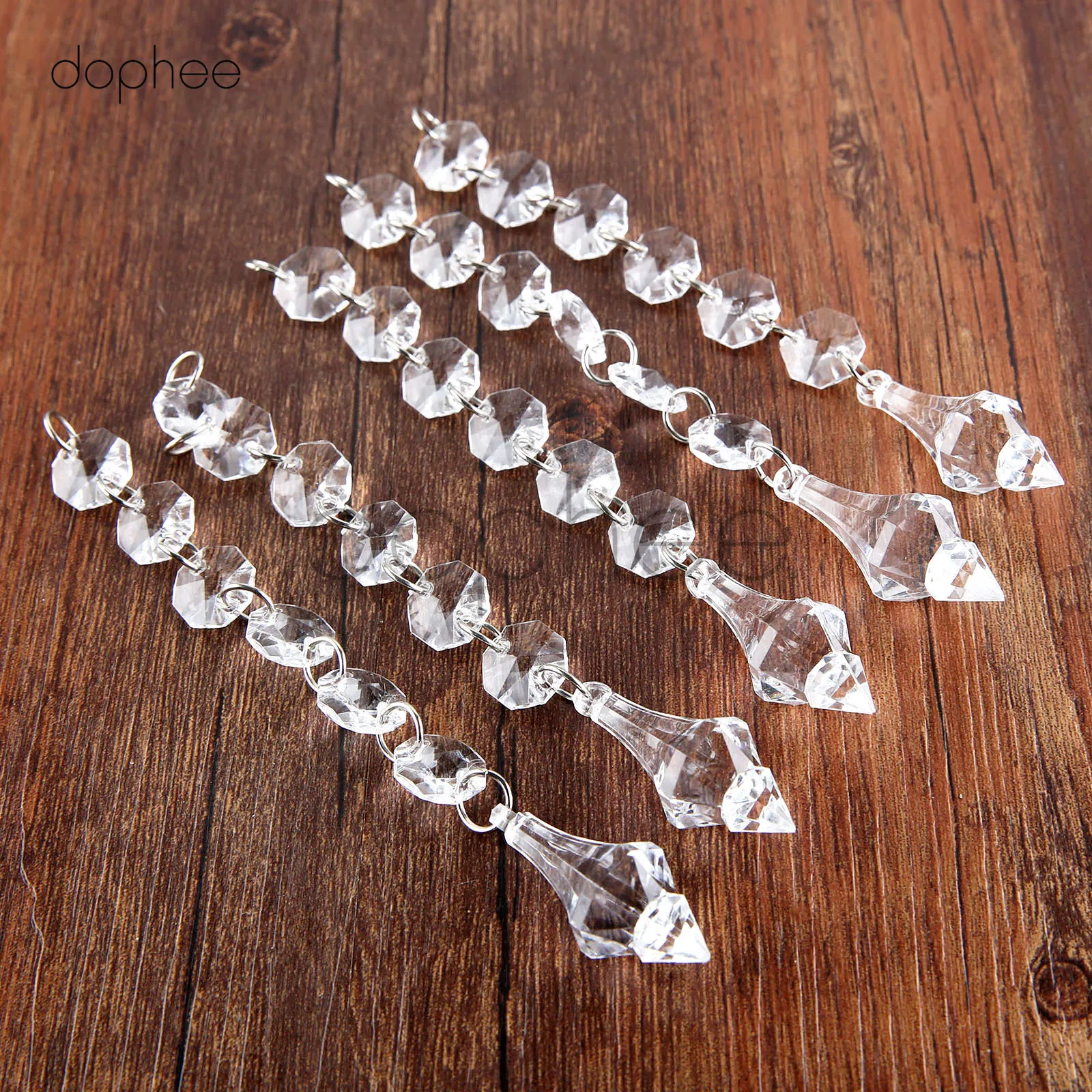

dophee 5 Strands Acrylic Crystal Bead Hanging Garland Chandelier Interior Decor 6 Clear Octagonal garland + 1 Acrylic pendant
