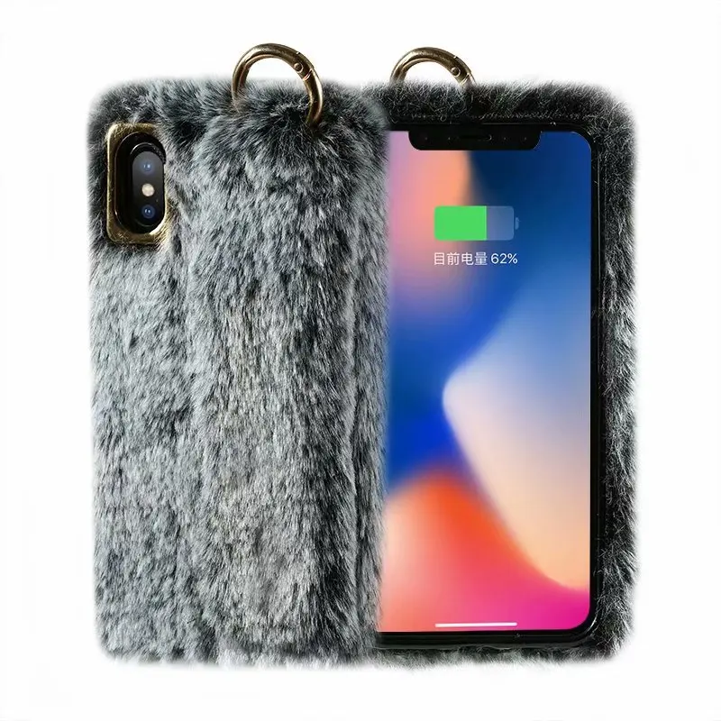 Для iPhone XS Max XR X 8 7 6S 6 Plus леопардовый узор теплый чехол из кроличьего меха палец