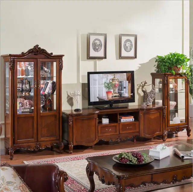 Best Price Antique High Living Room Wooden furniture lcd TV Stand set 10285