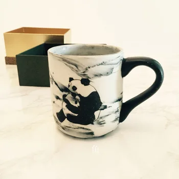 

Cut Animal Panda Cup with antique marbling Coffee Mug Ceramic Mugs water bottle tea Cup Milk Breakfast Drinkware Office Gift
