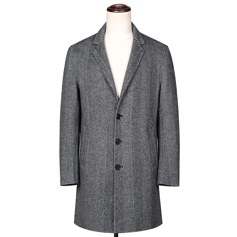 A9 New Fashion Winter Men's Clothing Striped Wool Coat men double-sided Cashmere Overcoat long youth Trench Coat Wool Blends