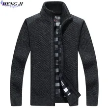 HENG JI Winter wear men’s sweater with thick zipper warm cardigan, casual long-sleeved knit, high quality, free shipping