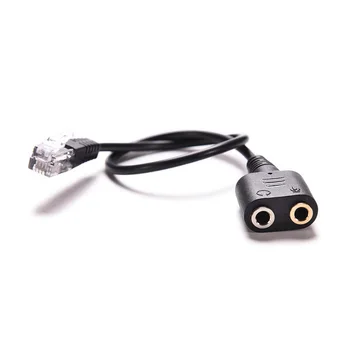 

Black Female to Male Dual 3.5mm to RJ9 Jack Adapter Convertor PC Headset Telephone Headset Cable