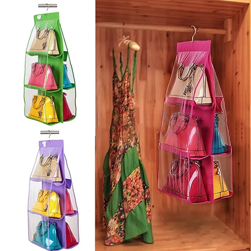 

6 Pockets Handbag Hanging Storage Organizer Wardrobe Closet Bag Hanger