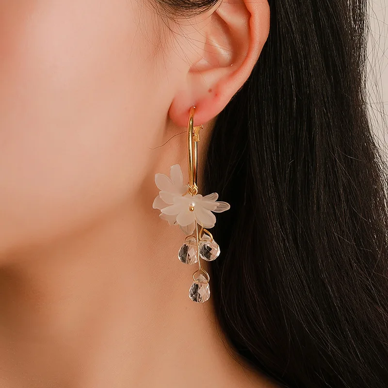 

New fashion crystal flower women's drop earrings clothing with women's drop earrings beautiful women's gift