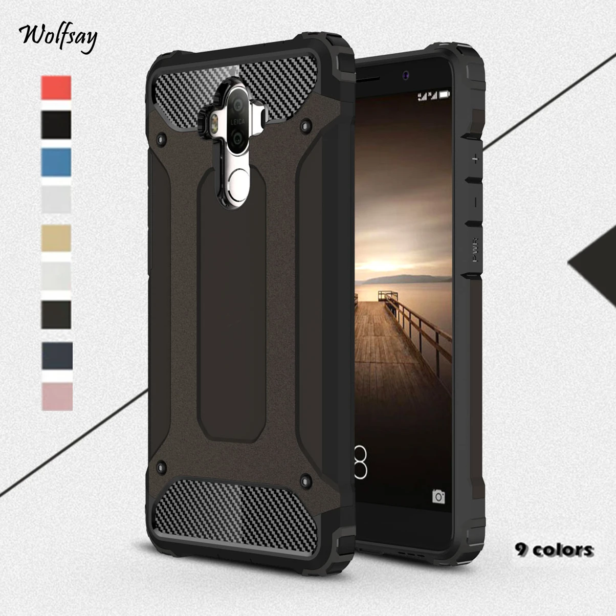 Wolfsay For Case Huawei Mate 9 Cover Durable Armor TPU & PC Case For