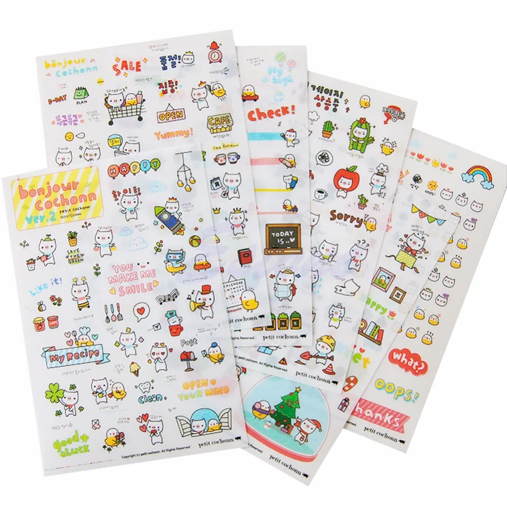

6 Sheets Lovely Pig Transparent Calendar Diary Book Sticker Scrapbook Decoration