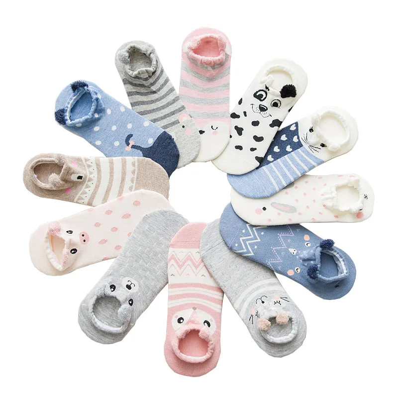 

Retail Cute Cartoon Animal Cotton Warm Socks 3D Lovely Soft Ankle Socks Women Harajuku Ankle Sox Girls Low Cut Sock