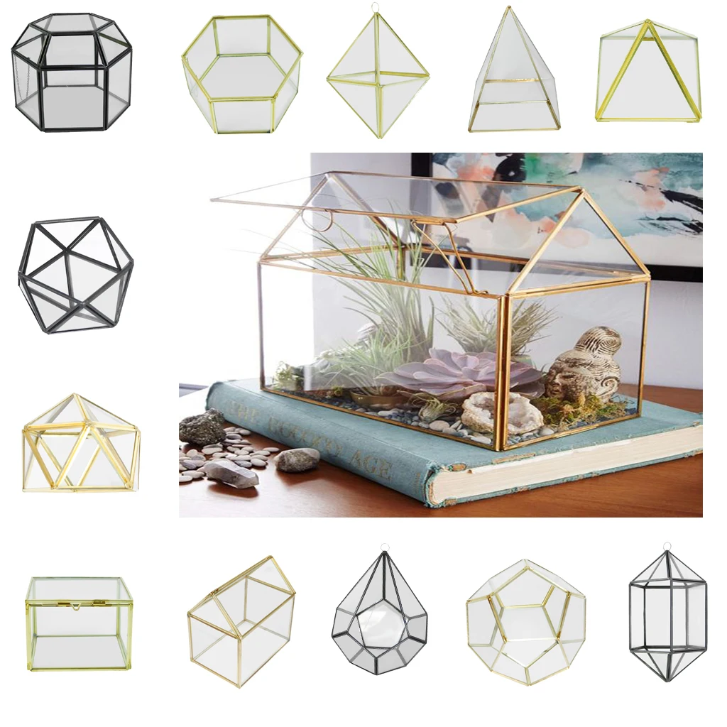 

Irregular Glass Geometric Succulent Planter Vase Box Terrarium Container for Home Decoration Gift