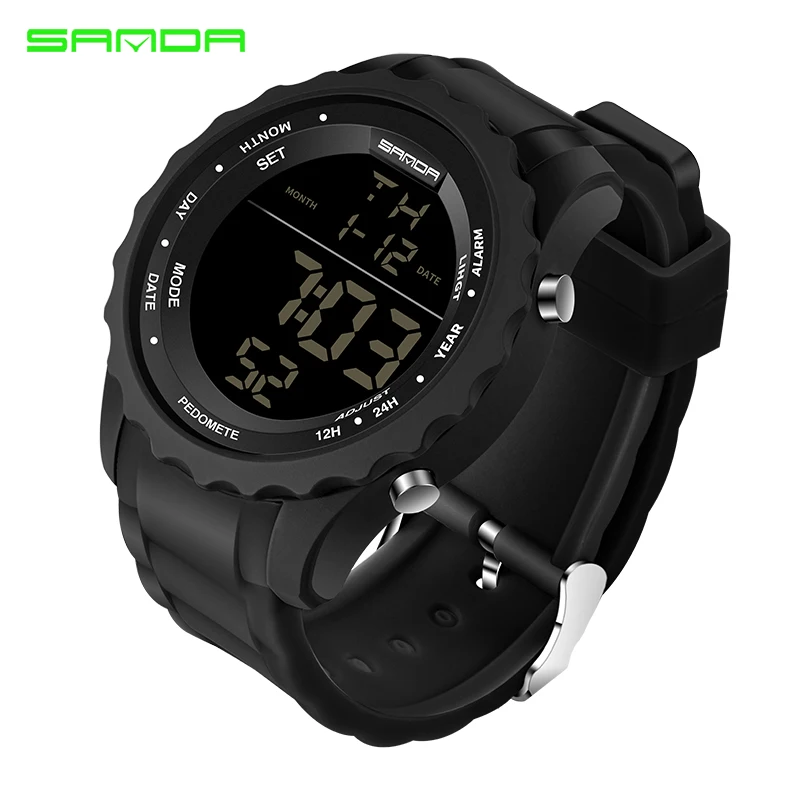 Новые SANDA мужские резиновые тактические военные спортивные мужские наручные часы лучший бренд класса люкс светодиодный цифровые кварцевые часы с датой 369 - Цвет: Черный