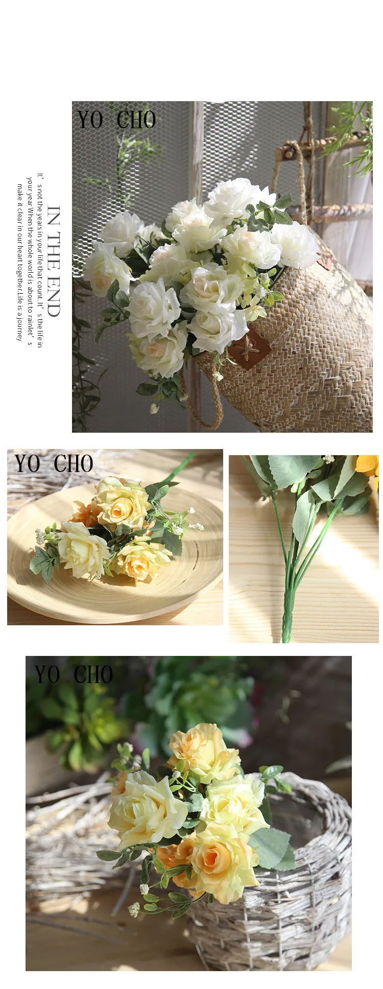 5 head roses simulation flowers 8