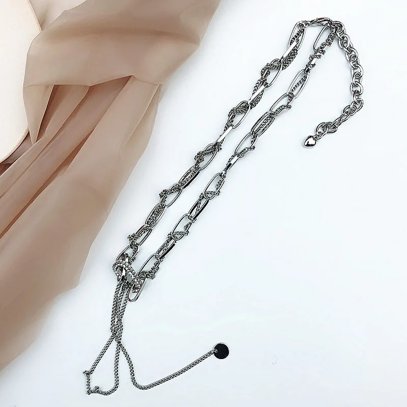 Крутой панк готический Лолита тяжелая цепь чокер многоходовой одежды крюк металлический воротник звено ожерелье ювелирные изделия в стиле Harajuku
