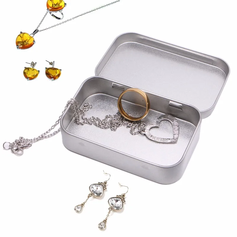 

Mini Metal Tin Silver Flip Storage Case Box Organizer For Money Coin Candy Key Compact