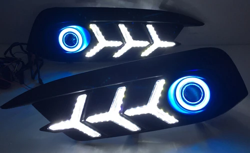 Автомобильный светодиодный противотуманный фонарь DRL + комплект ангельские