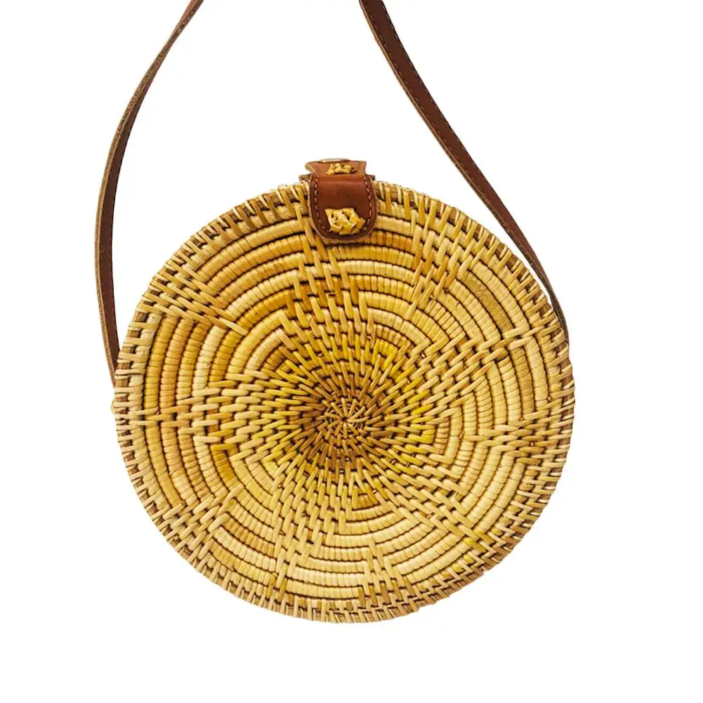 

Women Bohemian Round Rattan Braided Woven Hand Bag Shoulder Messenger Bags Straw Crossbody Bag For Travel Beach Summer Handbag