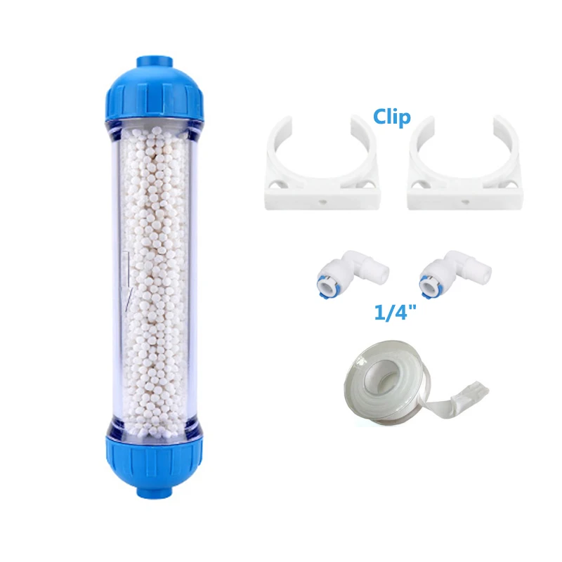 RO Refillable T33 Housing DIY Fill Water Filter Cartridge Filled  Treatment Health Softener Removal Chlorine Balls All Fittings (2)
