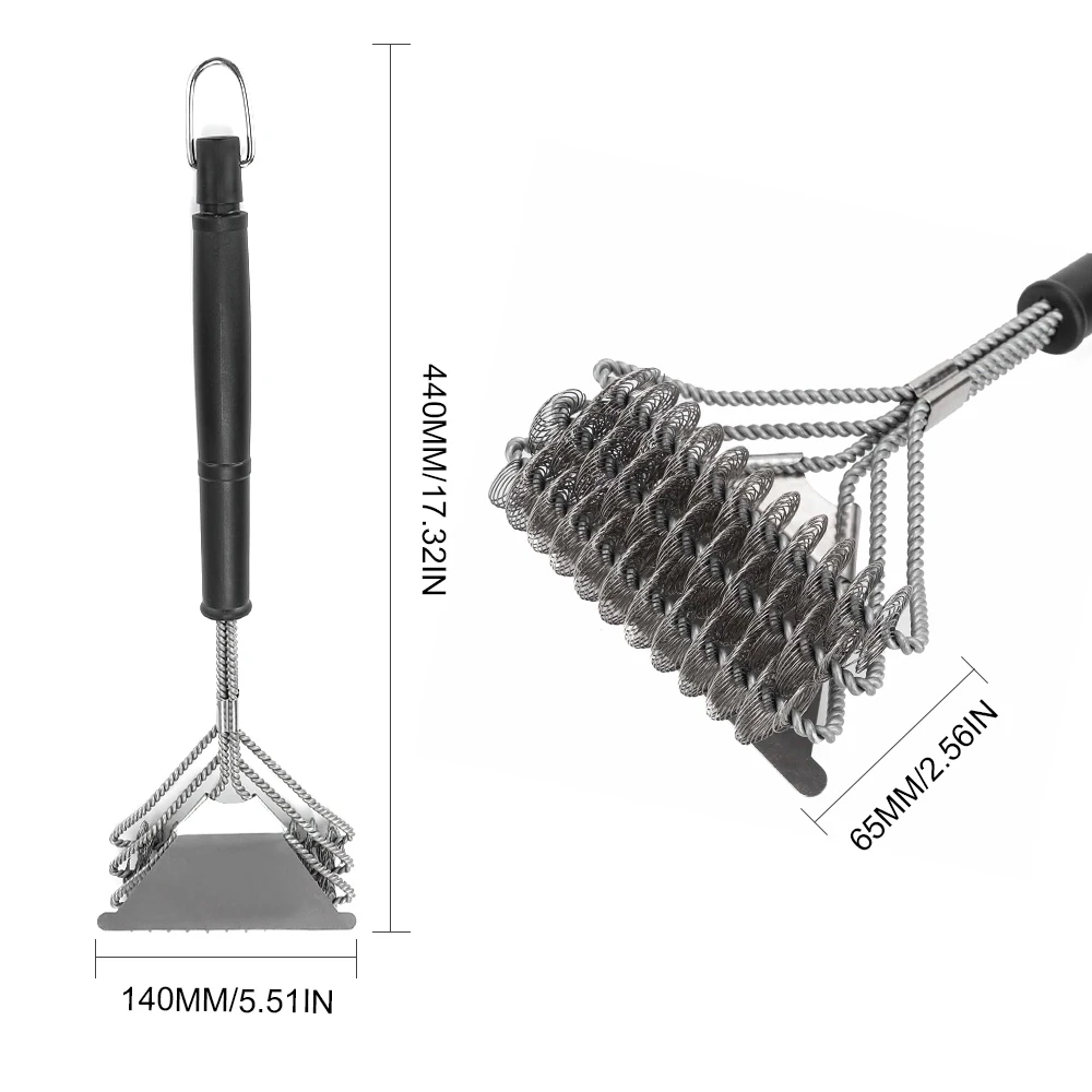 Щетка для гриля без щетины-безопасная очистка гриля без проволочной щетины-профессиональные сверхпрочные катушки и скребок из нержавеющей стали