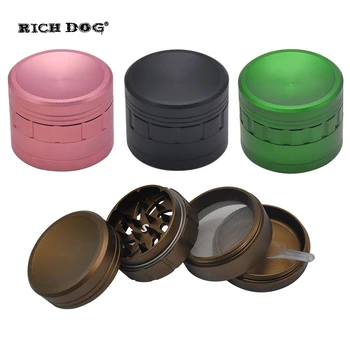 

RICH DOG Premium Aluminum Tobacco Grinder 63MM 4 Piece Sharp Shark Teeth Metal Smoking Herb Grinders Suit Smoke Miller