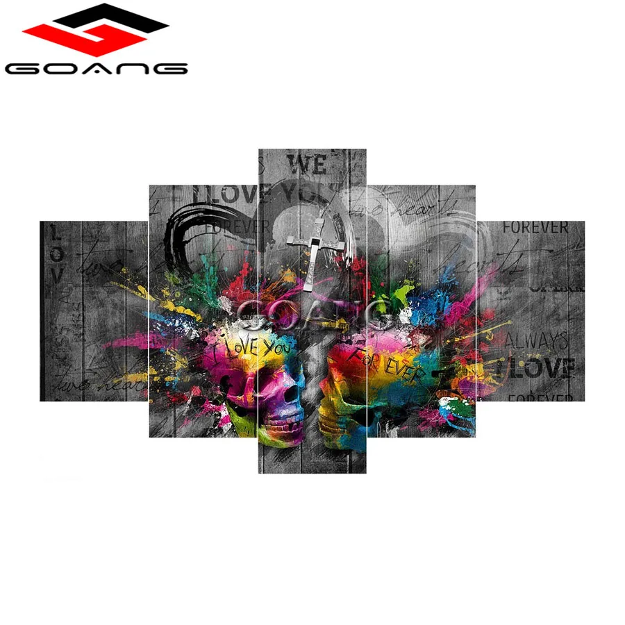 

GOANG 5 pcs diamond painting full square Cross Stitch kits Skull wall painting 5d diy Diamond Embroidery Mosaic Paintings Decor