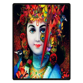 

Fashion Hinduism Lord Krishna Pattern Summer Air Conditioner Blankets Soft Coral Fleece Throw Blanket Winter Bedding