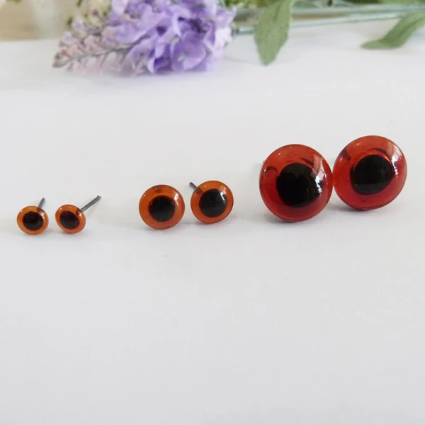 

60pcs/lot new eyes 3/4/5/6/7/8/9/10/11/12mm dark coffee glass toy pin eyes for diy wool felt handcraft findings--size option