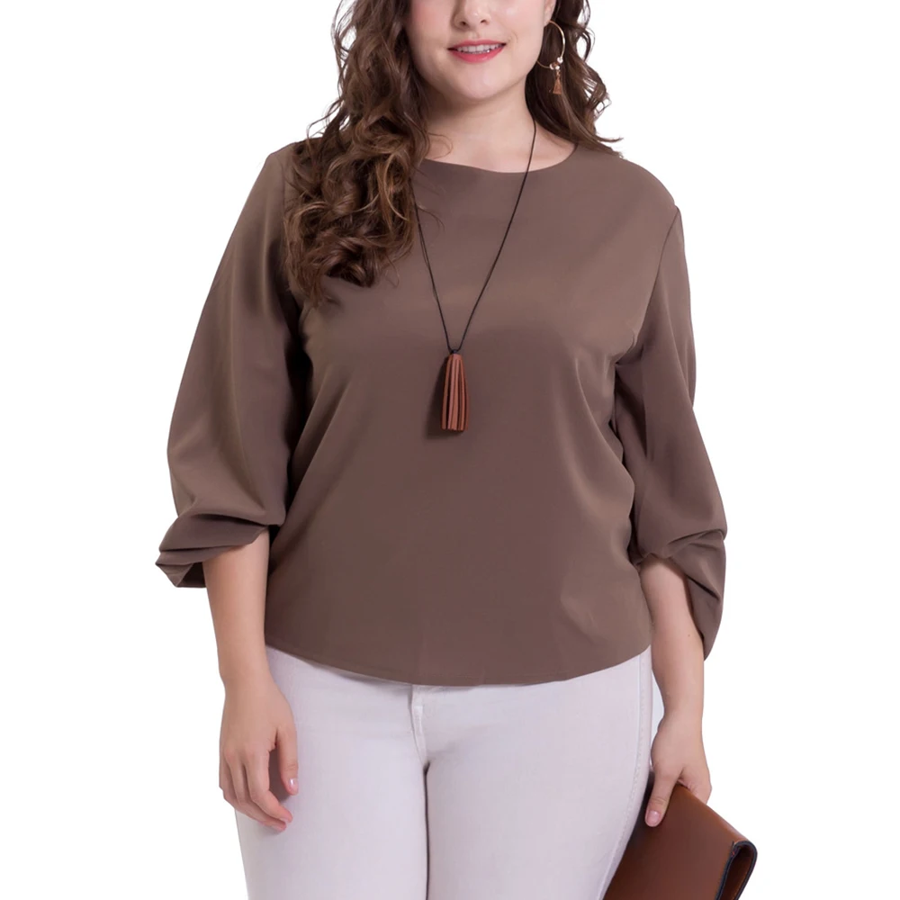 Plus Size Woman Chiffon Tops Simple Office Clothing Fashion Wear To Work 2018 Spring Summer Big
