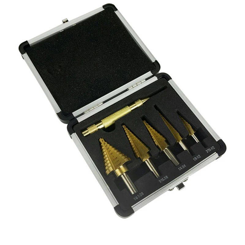 

HSS Titanium-plated Triangle Handle Step Drill Center Punch Set Durable With Box