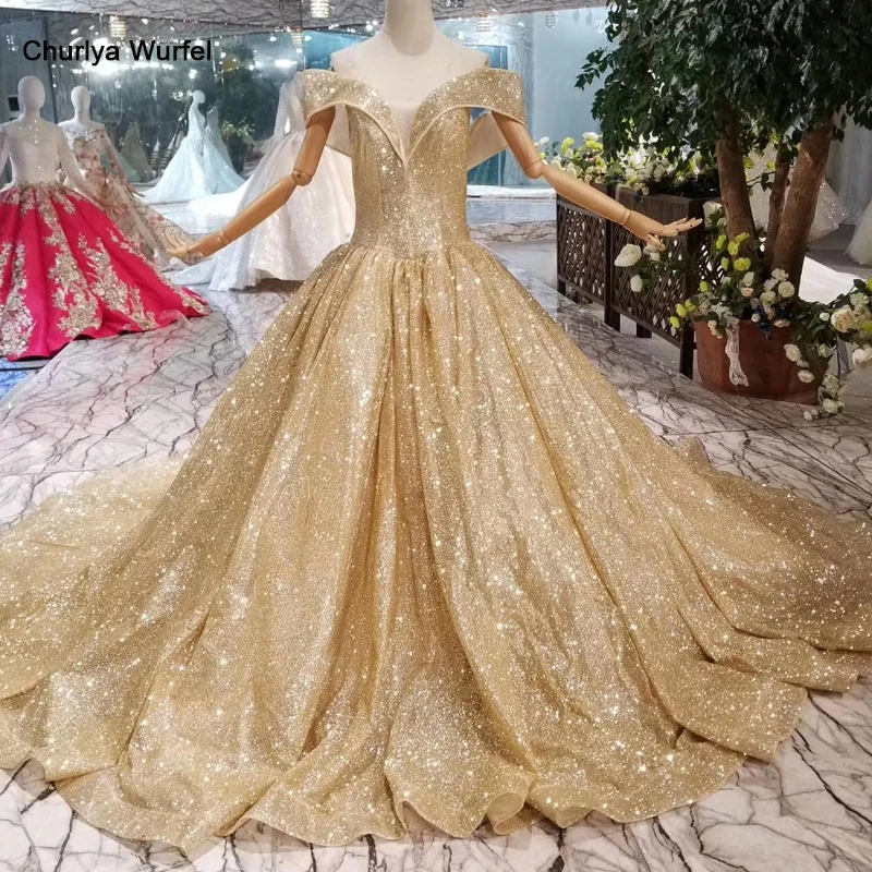 

HTL080 golden reflective dresses off the shoulder A-line sparkly evening dresses long sweetheart formal shiny evening gown 2019