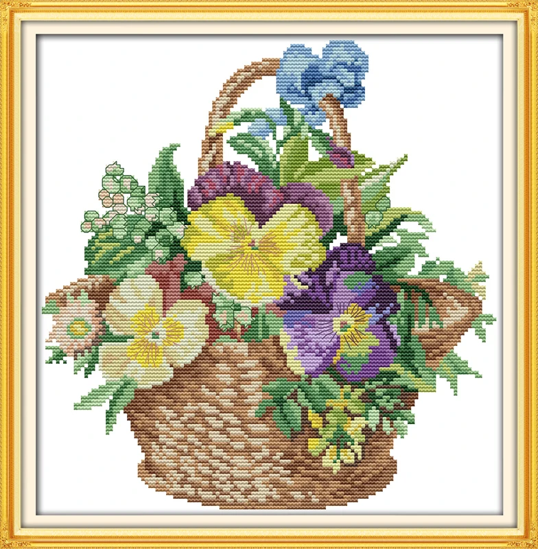 

Flower basket (4), counted printed on fabric DMC 14CT 11CT Cross Stitch kits,embroidery needlework Sets Home Decor