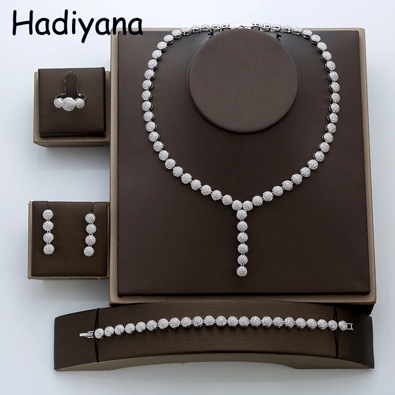 

Jewelry Sets HADIYANA New Luxury Elegant Simple Trendy Gift Fashion Party Designer Jewelry Set With Cz TZ8002 Conjunto de joyas