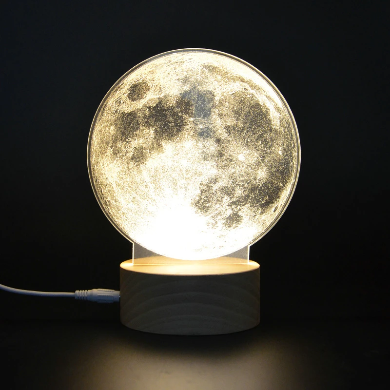 creative 3d acrylic illusion moon light lamp atmosphere warm white led lunar night lights usb power charged moon light xmas gift