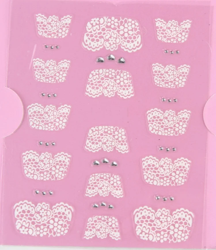 1 шт./упак. Новая мода Девушки Белый цветок кружева стикеры 3D на ногти Nail Art