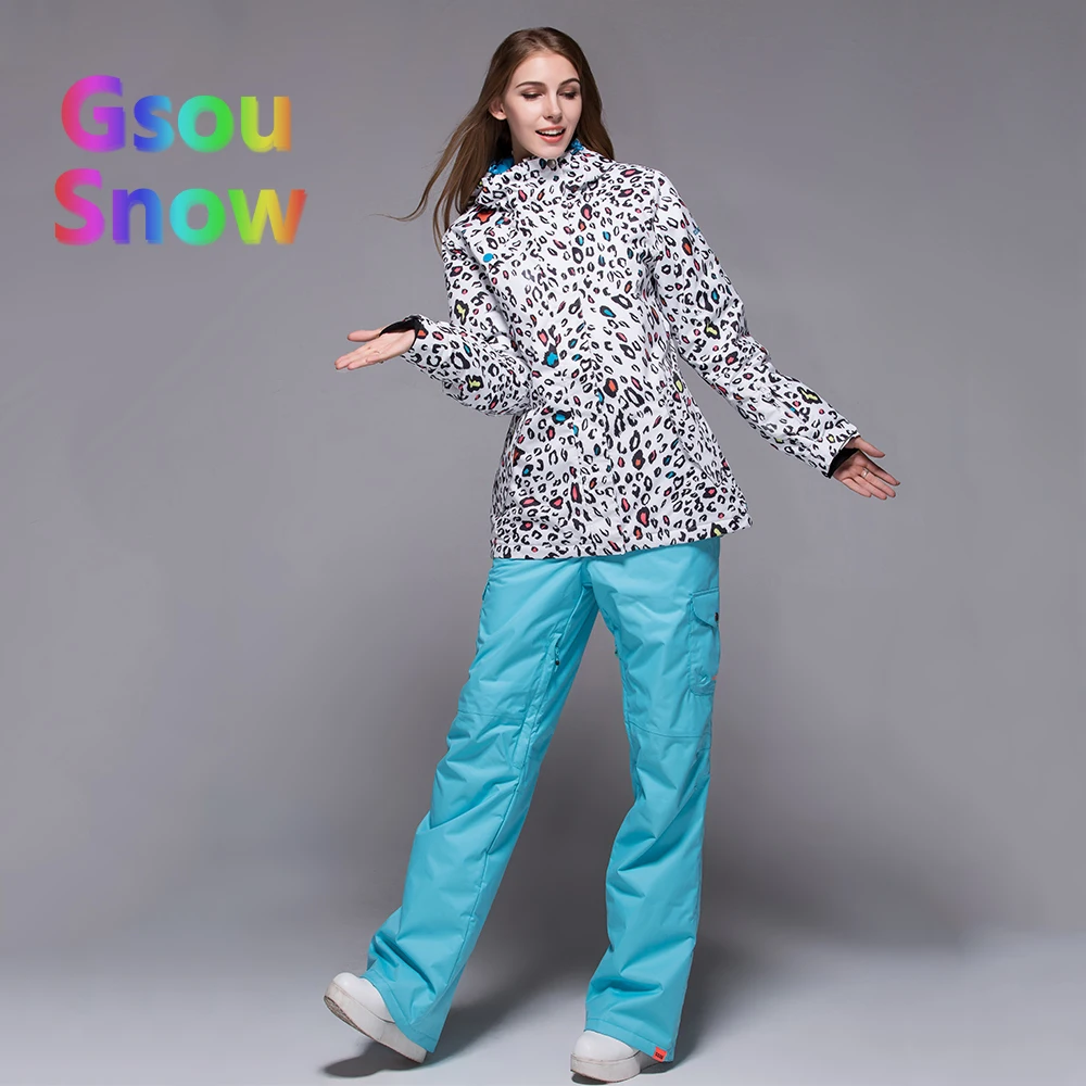 Gsou Sonw Outdoor Sports Winter Women's Skiing Clothing Snowboarding Sets Warmer Ski Jackets Waterproof Ski Pants Suits