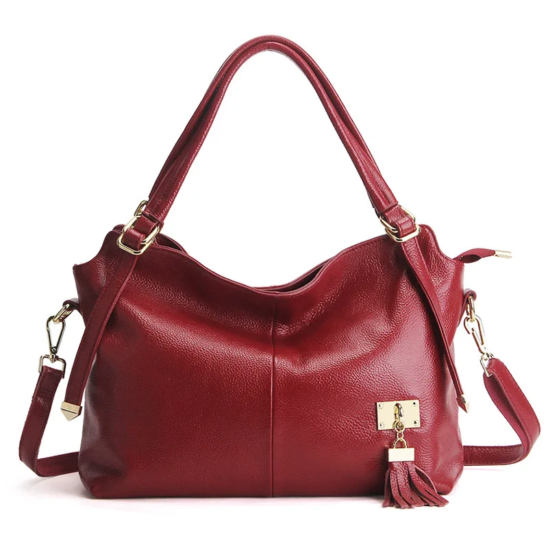 

New Fashion 100% Genuine Leather Women Handbags Tassel Ladies Shoulder Bags Female Girl Real Leather Brand Luxury Crossbody Bag