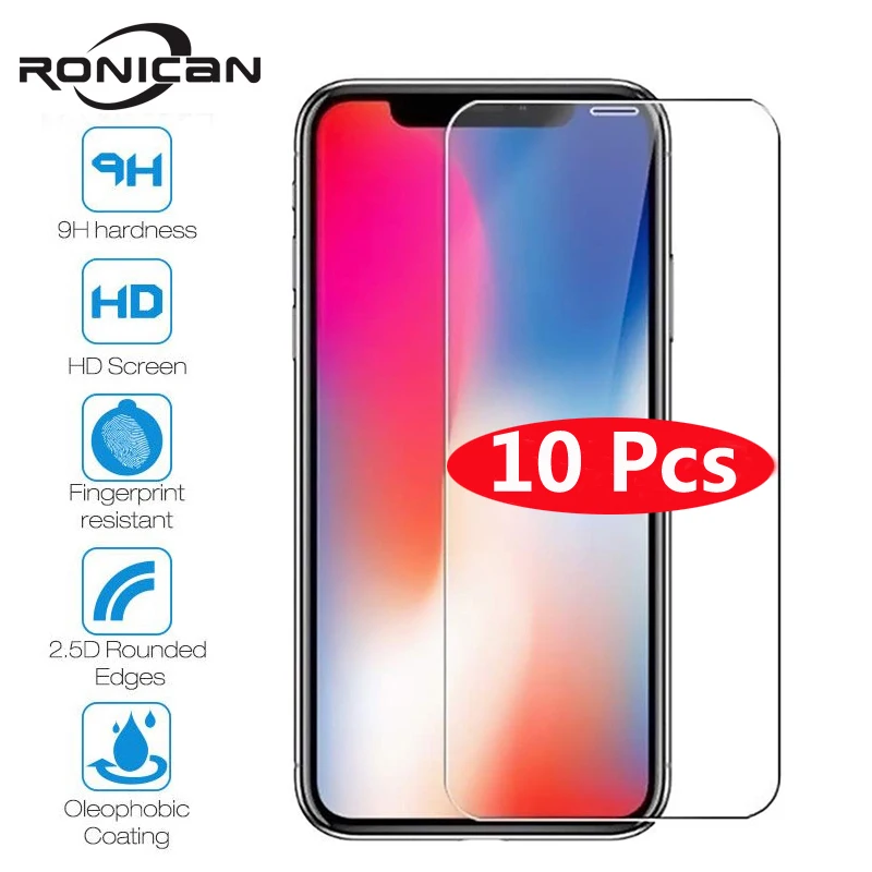

10Pcs Tempered Glass For iPhone X XS MAX XR 4 4s 5 5s SE 5c Screen Protective Film For iPhone 6 6s 7 8 Plus X Glass Protector